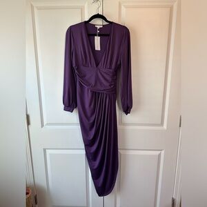 Baltic Born Women’s Torino Ruched Midi Dress Purple NWT (Size M)